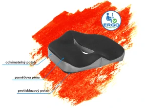 Podsedák, pod zadok, ergonomický, čierno-šedý, Powerton