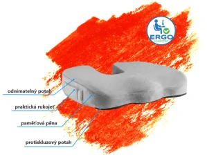 Podsedák, pod zadok, ergonomický, šedý, pamäťová pena, Powerton