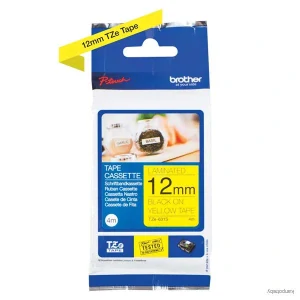 Brother originál páska do tlačiarne štítkov, Brother, TZE-631S, čierny tlač/žltý podklad, laminovaná, 4m, 12mm