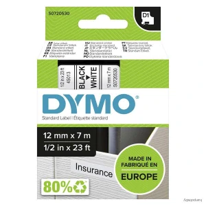 Dymo originál páska do tlačiarne štítkov, Dymo, 45013, S0720530, čierny tlač/biely podklad, 7m, 12mm, D1