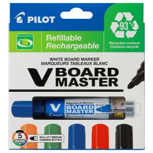 Sada popisovačov na tabule, 2,3 mm, kužeľový, PILOT "V-Board Master", 5 rôznych farieb