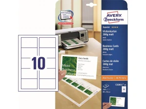 Avery Zweckform vizitky, matné, biele, A4, 200 g/m2, 85x54mm, 25 listov, pre laserové a atramentové tlačiarne, O