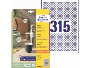 Avery Zweckform etikety 10mm, A4, biele, 315 etikiet, snímateľné, balené po 25 ks, L6019REV-25