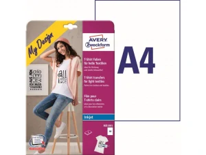 Avery Zweckform zažehľovací papier, pre biele tričká, biely, A4, 5 listov, pre atramentové tlačiarne, O