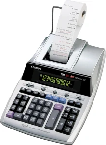 Canon Kalkulačka MP1211-LTSC, strieborná, stolová s tlačou, dvanásťmiestna, napájanie zo siete, záloha na batériu