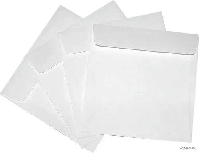 Obálka na 1 ks CD, papier, biela, s lepiacou klopou