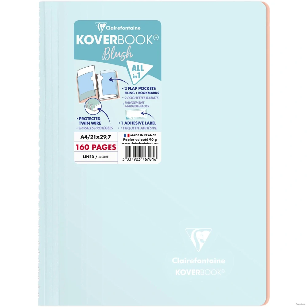 Zápisník Clairefontaine Koverbook blush A4, linajkový, 80 listov