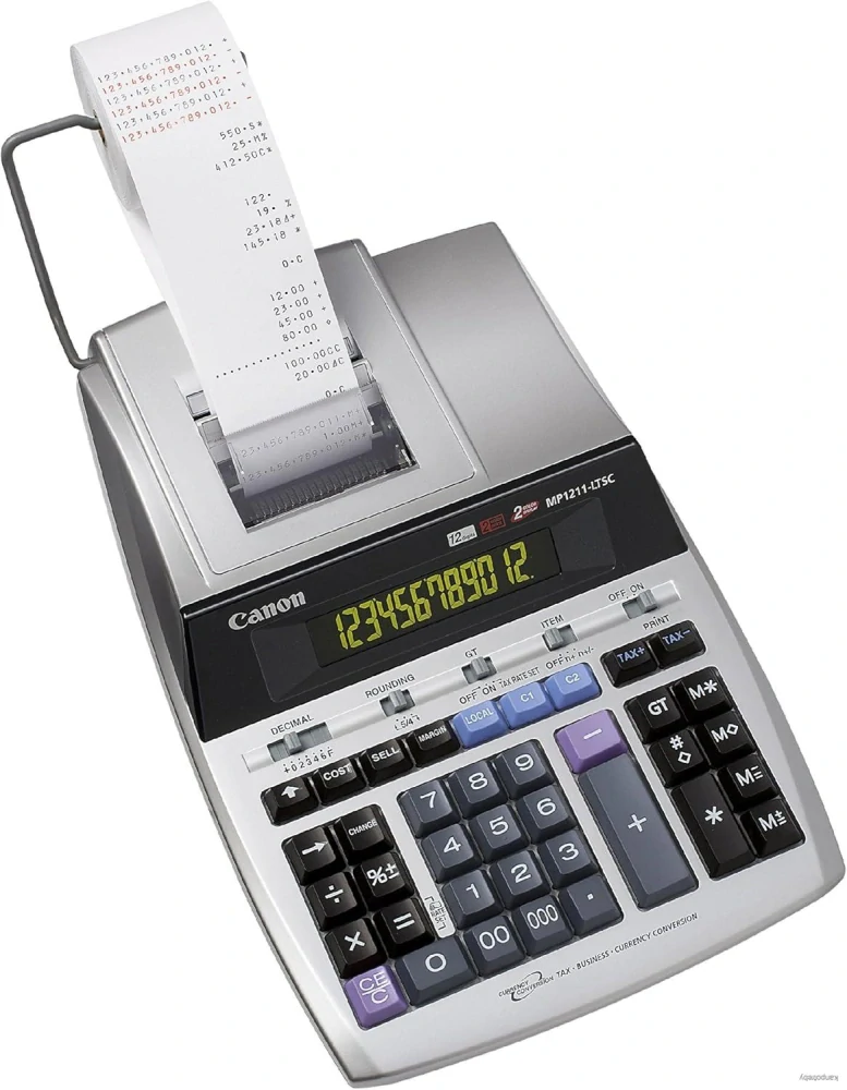 Canon Kalkulačka MP1211-LTSC, strieborná, stolová s tlačou, dvanásťmiestna, napájanie zo siete, záloha na batériu