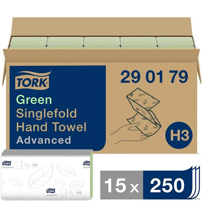Papierové utierky, Z ohyb, 2-vrstvové, H3 systém, Advanced, TORK Singlefold, zelená