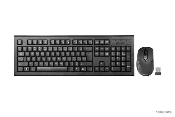 A4Tech 7100N, sada klávesnice s bezdrôtovou optickou myšou, AAA, CZ, klasická, 2.4 [Ghz], bezdrôtová, čierna