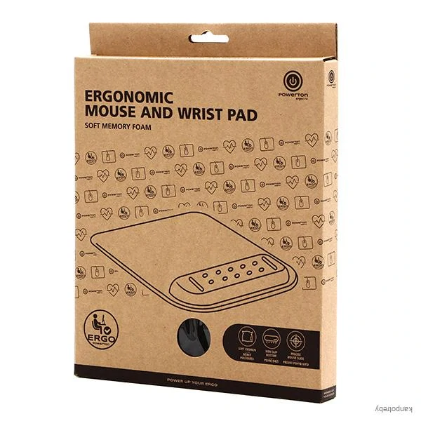Podložka pod myš a zápästie, Powerton Ergoline Dark Edition, ergonomická, čierna, penová, Powerton