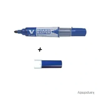 Popisovač na tabule, 2,3 mm, kužeľový hrot, PILOT "V-Board Master, Bonus Pack", modrá + náplň