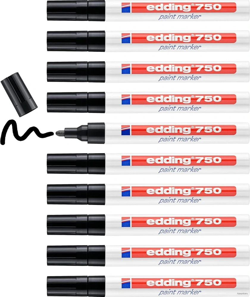 Permanentný lakový popisovač, 2-4 mm, EDDING "750", čierny/10 ks