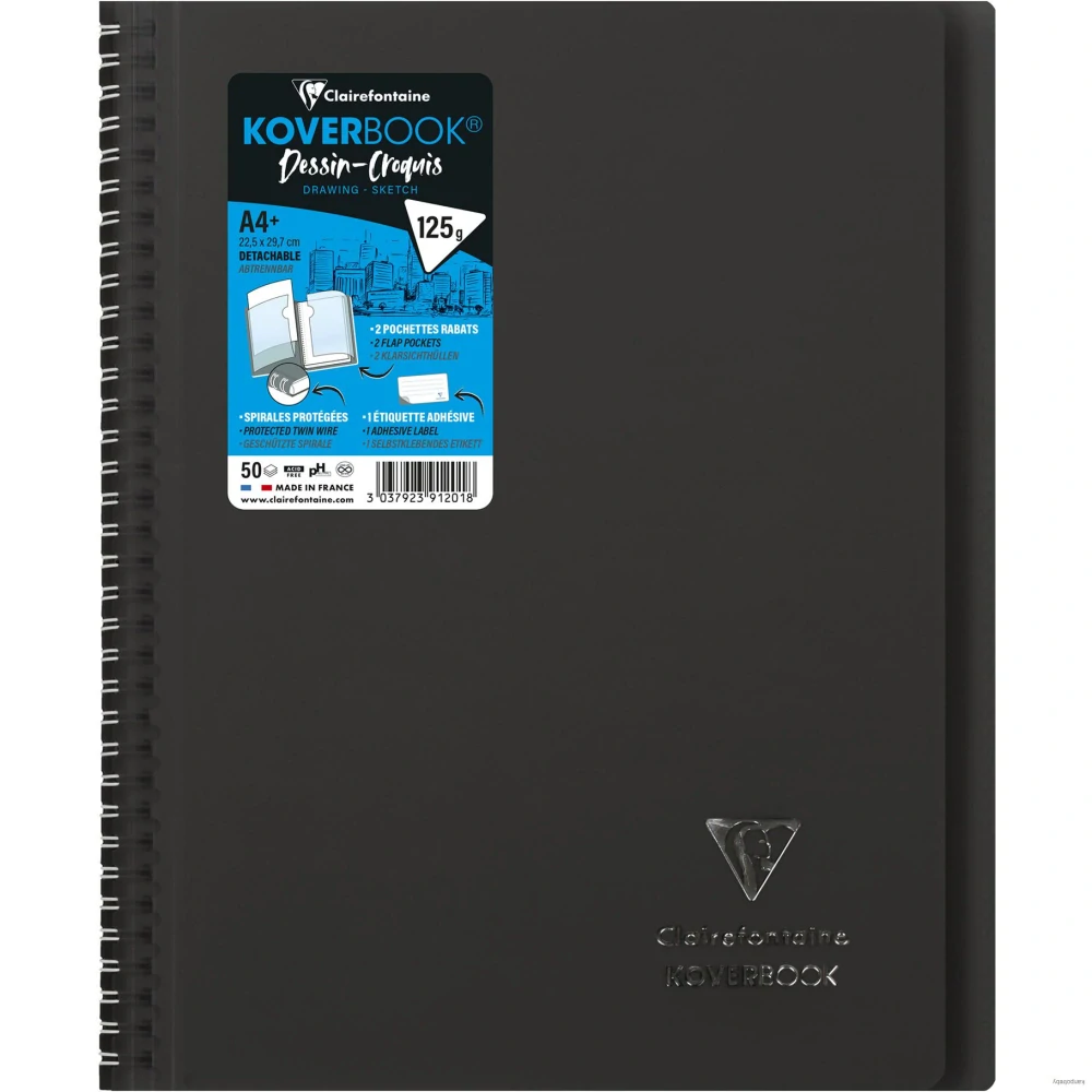 Zápisník Clairefontaine Koverbook Bright A4+, čistý, 50 listov