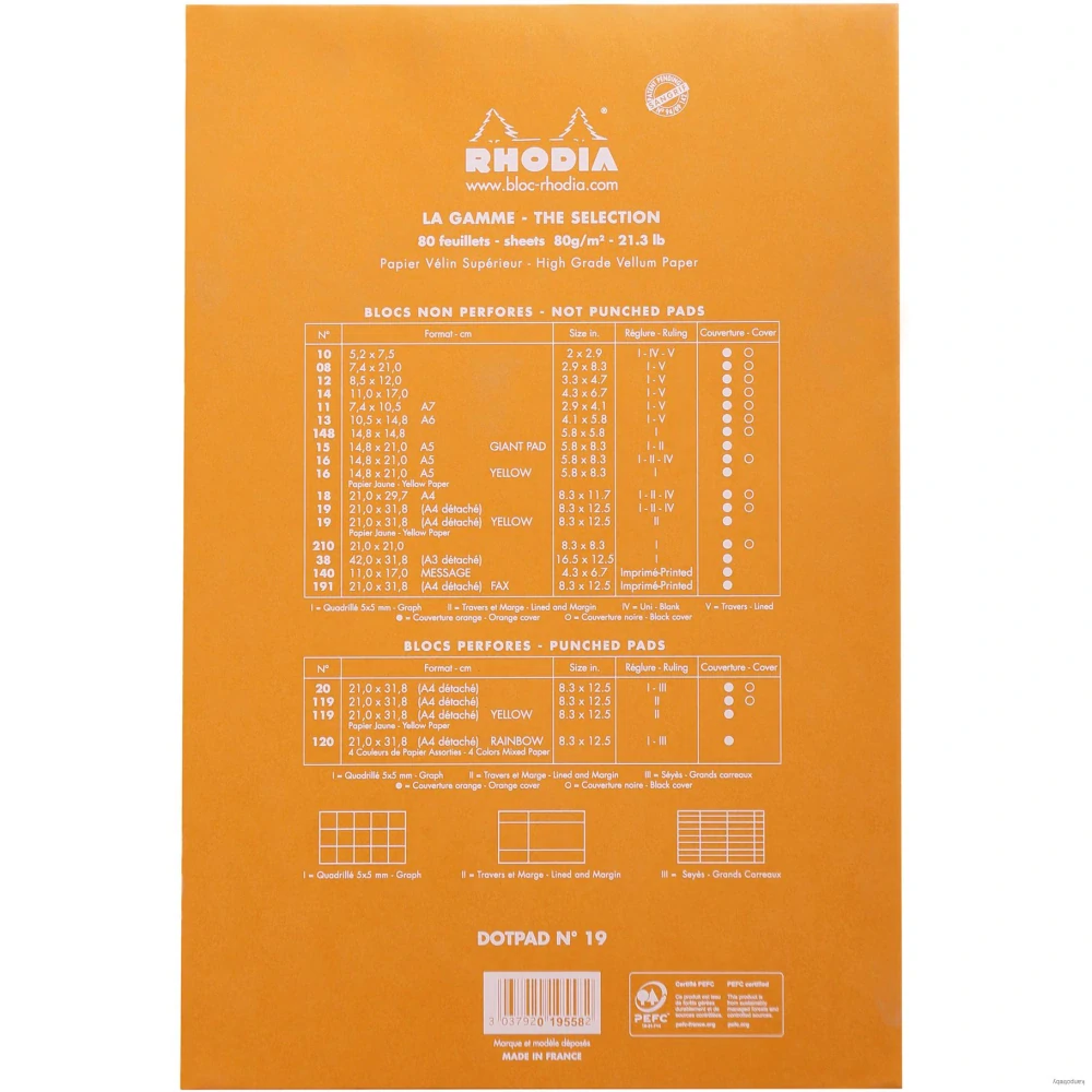 Poznámkový blok Rhodia Basics, A4+, 80 listov, bodkovaný, Clairefontaine