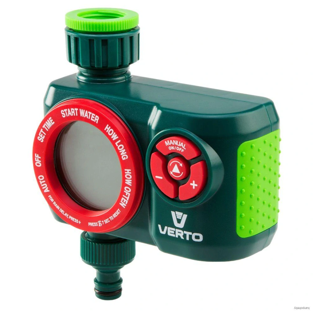 Verto časový vypínač elektronicky 4 funkcie, maximálny čas vypnutia 360 minút, 1/2" i 3/4", zelený, 15G751