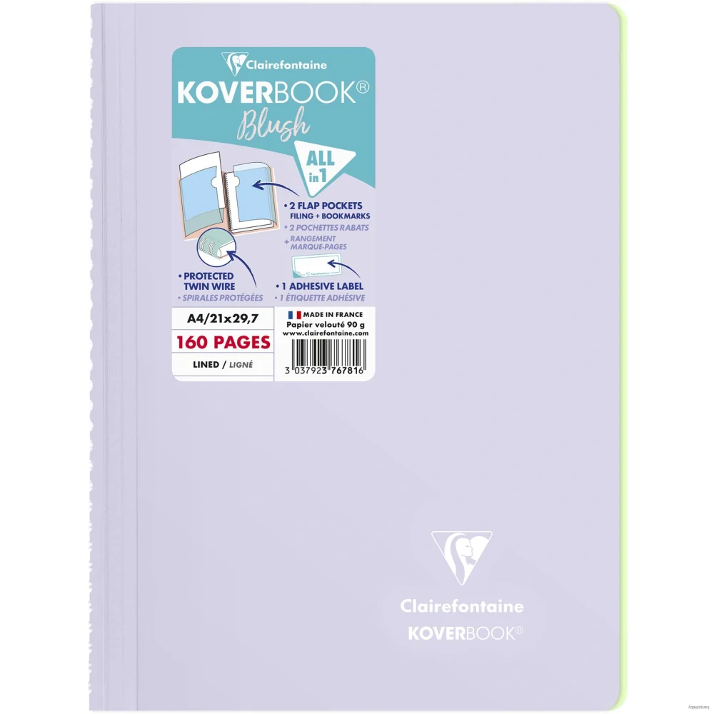 Zápisník Clairefontaine Koverbook blush A4, linajkový, 80 listov