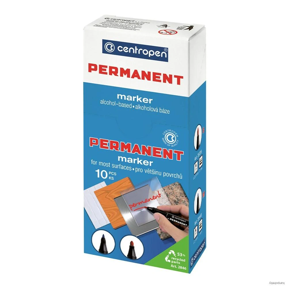 Centropen, markier 2846, čierny, 10ks, 1mm, alkoholová báza, cena za 1ks