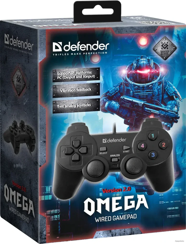 Gamepad Defender Omega, 12tl., USB, čierny, vibračné, Windows R XP/VISTA/7/8/10