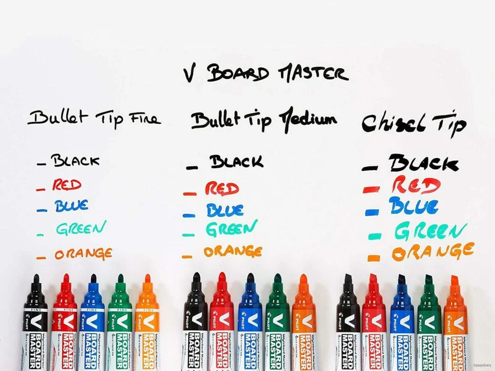 Sada popisovačov na tabule, 2,3 mm, kužeľový, PILOT "V-Board Master", 5 rôznych farieb