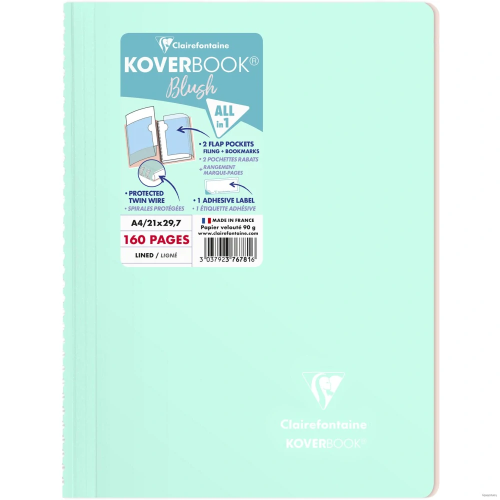 Zápisník Clairefontaine Koverbook blush A4, linajkový, 80 listov
