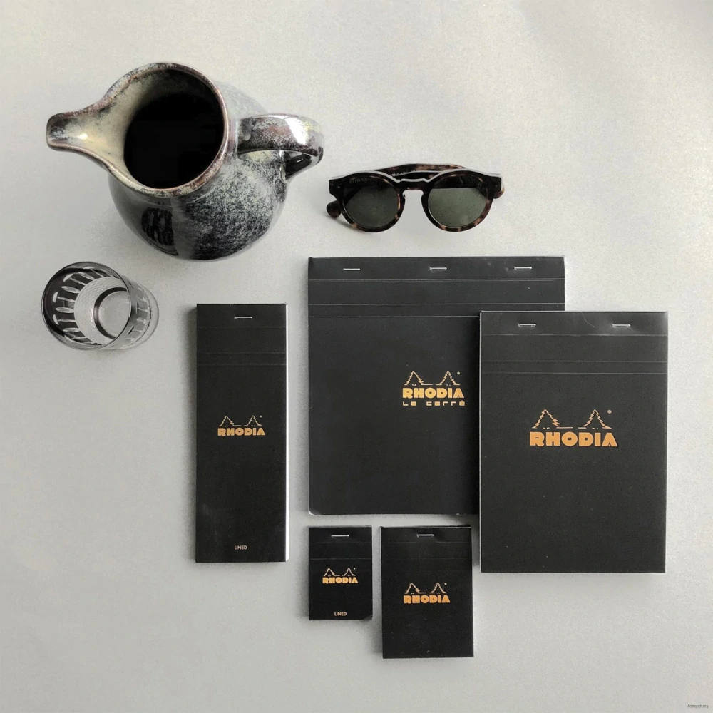 Poznámkový blok Rhodia Basics, A4, 80 listov, štvorčekový, čierny, Clairefontaine