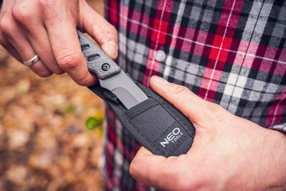 Neo Tools Full-tang nôž, nerezová ocel, 165mm, 94mm, pogumovaná rukoväť, nylónové púzdro