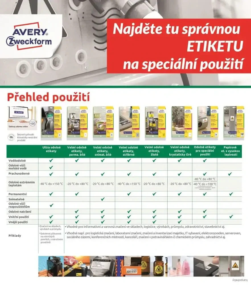 Avery Zweckform etikety 30mm, A4, matné, biele, 48 etikiet, veľmi odolné, balené po 20 ks, L4716-20