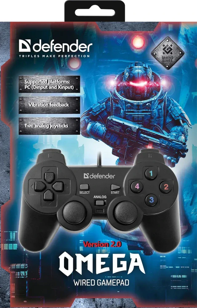 Gamepad Defender Omega, 12tl., USB, čierny, vibračné, Windows R XP/VISTA/7/8/10