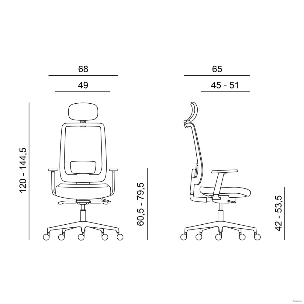 Powerton Kancelárske ergonomické kreslo Lucie, Oranžové