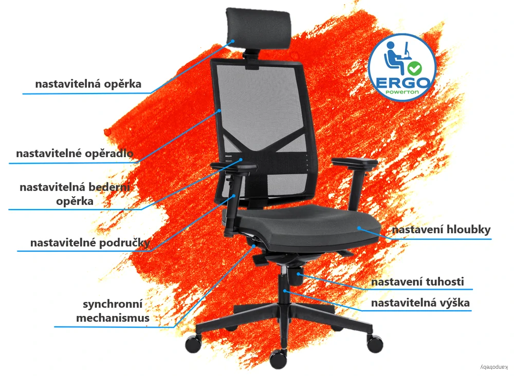Powerton Kancelárske ergonomické kreslo Marie, Šedé