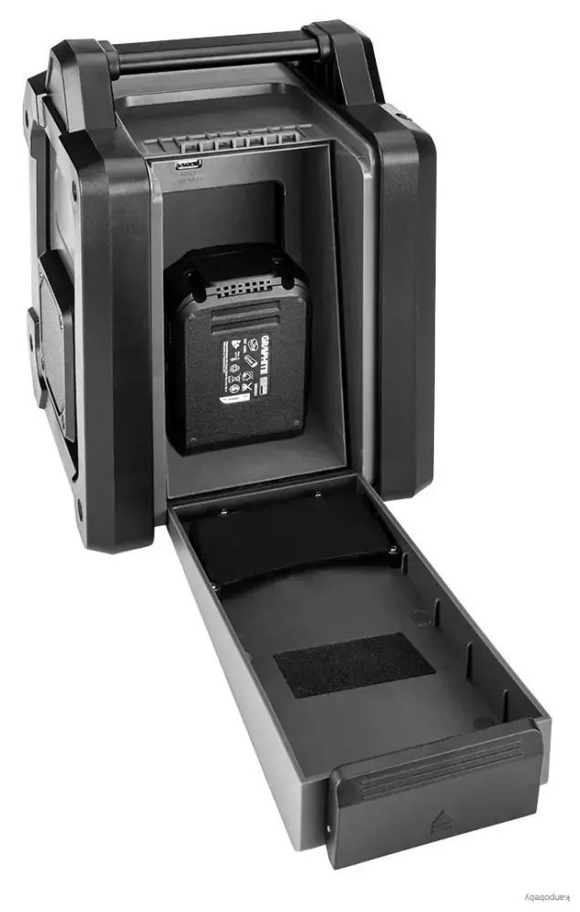 Graphite dílenské rádio, batéria, 18V, 2x15W, Li-Ion, čierne