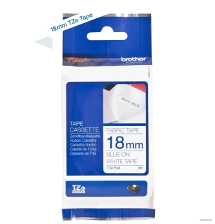 Brother originál páska do tlačiarne štítkov, Brother, TZE-FA4, modrý tlač/biely podklad, 3m, 18mm, nažehľovacia