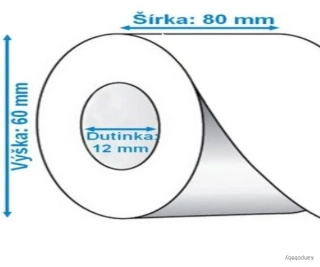 Kotúčik do pokladne 80/60/12, 44m, 48g, termo, kartón 60 ks, cena za kus