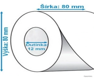 Kotúčik do pokladne 80/80/12, 80m, 48g, termo, kartón 45 ks, cena za kus