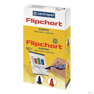Centropen, flipchart markier 8550, čierny, 10ks, 2.5mm, neprepíja sa cez papier, cena za 1ks